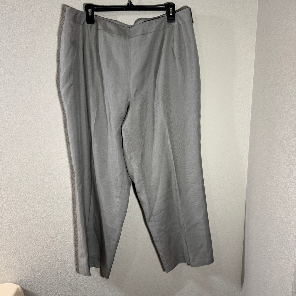 Talbots Woman Petites Gray Silk Blend Dress Pants Size 18W High Rise Cropped NWT